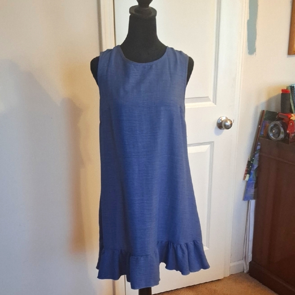 SHEIN Blue Ruffle Hem Dress